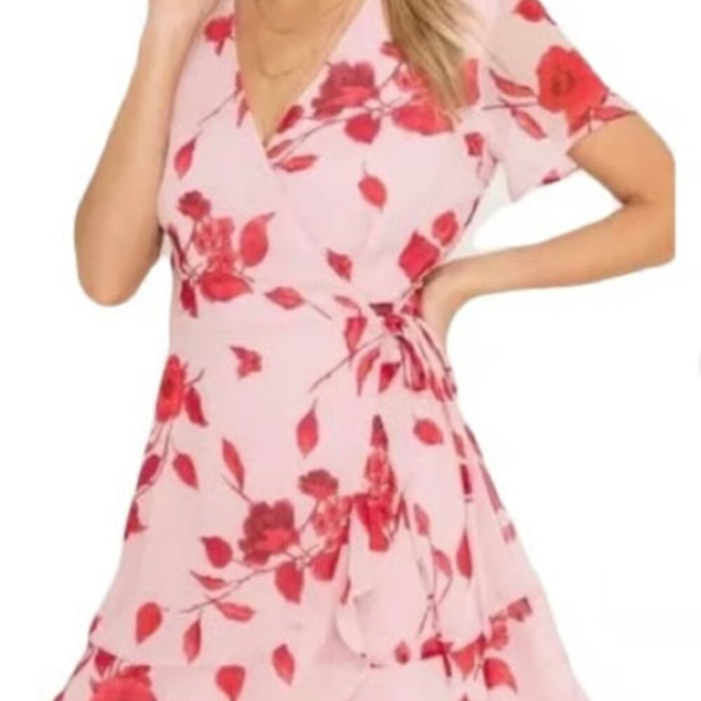 All in Favor Pink Wrap Dress